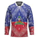 Afro Haiti Paisley Hockey Jersey Haitian Flag Bandana Style