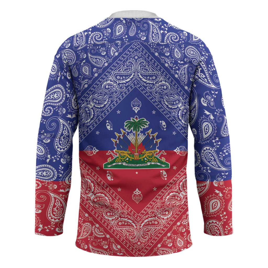 Afro Haiti Paisley Hockey Jersey Haitian Flag Bandana Style