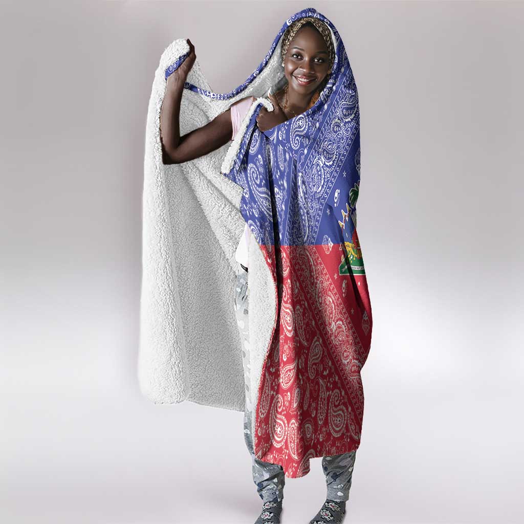 Afro Haiti Paisley Hooded Blanket Haitian Flag Bandana Style - African Pride