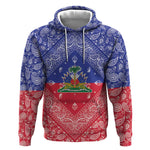 Afro Haiti Paisley Hoodie Haitian Flag Bandana Style - African Pride