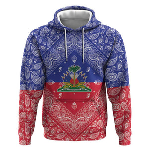 Afro Haiti Paisley Hoodie Haitian Flag Bandana Style - African Pride