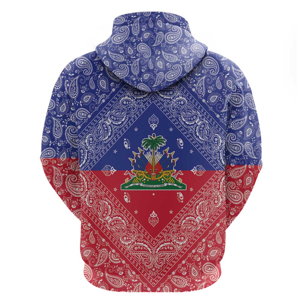 Afro Haiti Paisley Hoodie Haitian Flag Bandana Style - African Pride