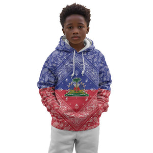 Afro Haiti Paisley Kid Hoodie Haitian Flag Bandana Style - African Pride