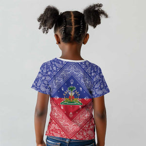 Afro Haiti Paisley Kid T shirt Haitian Flag Bandana Style - African Pride