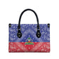 Afro Haiti Paisley Leather Bag Haitian Flag Bandana Style