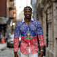 Afro Haiti Paisley Long Sleeve Button Shirt Haitian Flag Bandana Style - African Pride