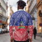 Afro Haiti Paisley Long Sleeve Button Shirt Haitian Flag Bandana Style - African Pride
