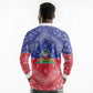 Afro Haiti Paisley Long Sleeve Polo Shirt Haitian Flag Bandana Style - African Pride