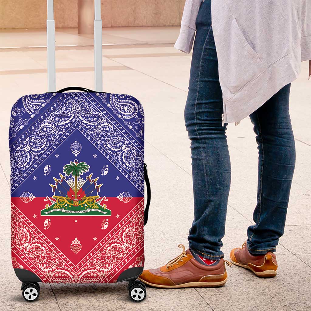 Afro Haiti Paisley Luggage Cover Haitian Flag Bandana Style - African Pride