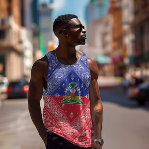 Afro Haiti Paisley Men Tank Top Haitian Flag Bandana Style - African Pride