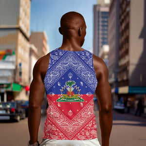 Afro Haiti Paisley Men Tank Top Haitian Flag Bandana Style - African Pride