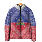 Afro Haiti Paisley Padded Jacket Haitian Flag Bandana Style