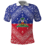 Afro Haiti Paisley Polo Shirt Haitian Flag Bandana Style - African Pride