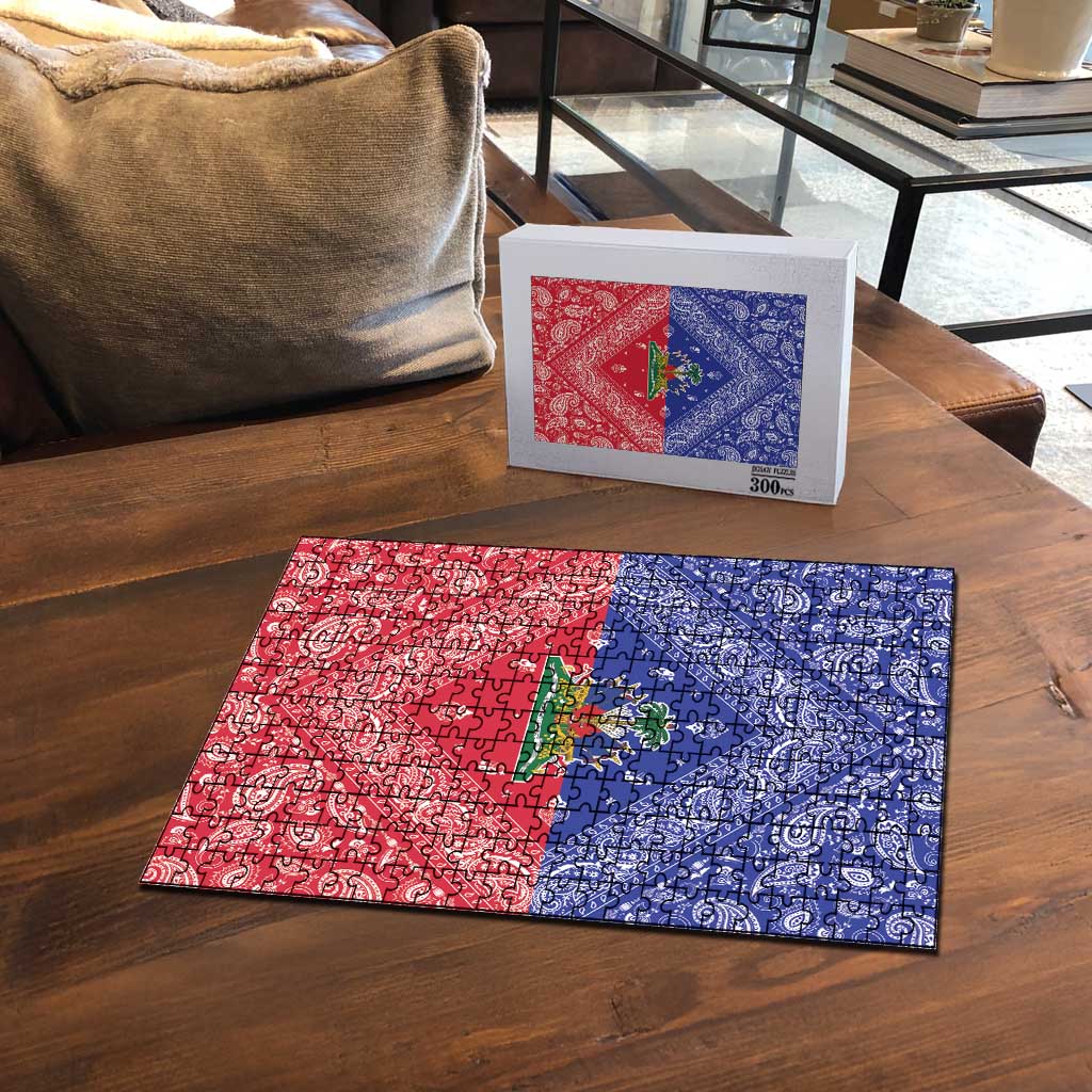 Afro Haiti Paisley Puzzle Haitian Flag Bandana Style