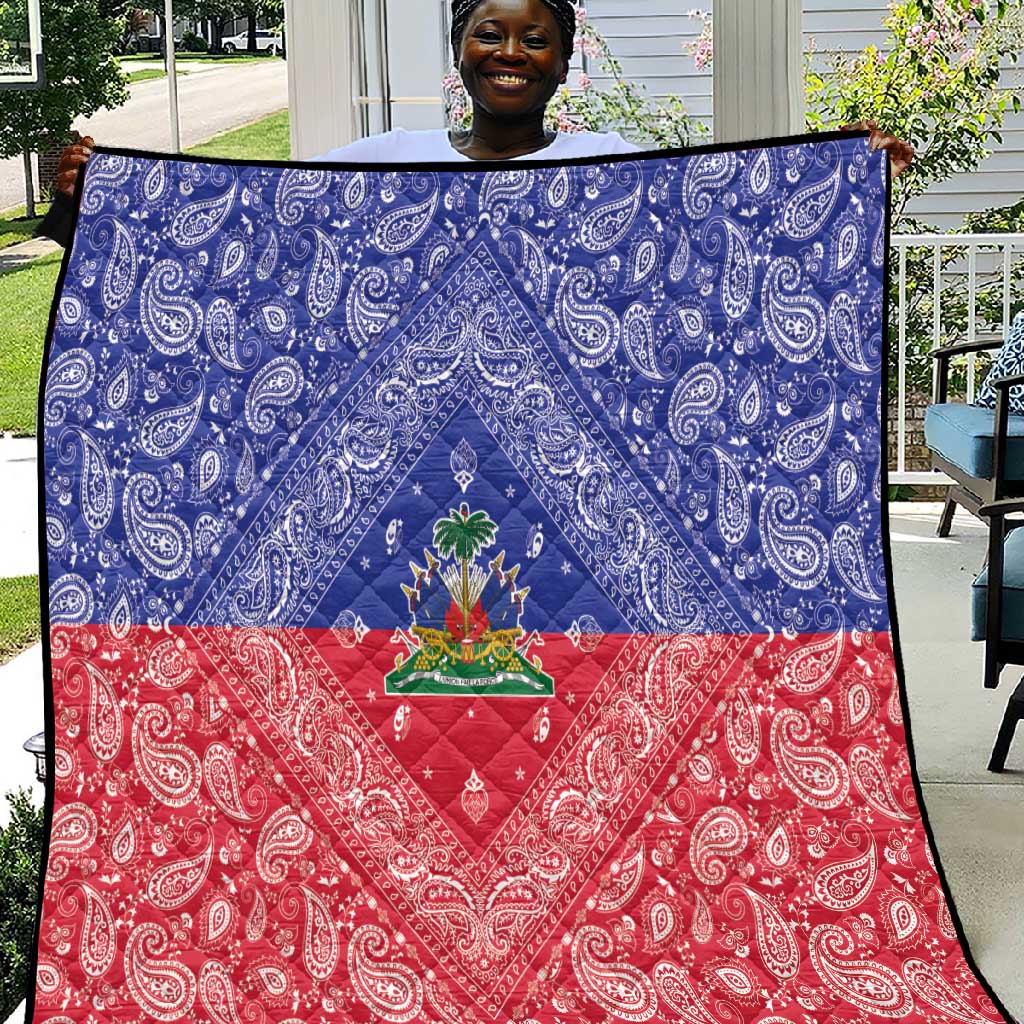 Afro Haiti Paisley Quilt Haitian Flag Bandana Style - African Pride