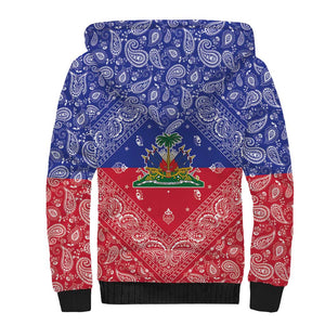 Afro Haiti Paisley Sherpa Hoodie Haitian Flag Bandana Style - African Pride