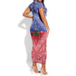 Afro Haiti Paisley Short Sleeve Bodycon Dress Haitian Flag Bandana Style - African Pride