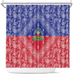 Afro Haiti Paisley Shower Curtain Haitian Flag Bandana Style - African Pride