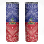 Afro Haiti Paisley Skinny Tumbler Haitian Flag Bandana Style - African Pride