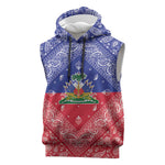 Afro Haiti Paisley Sleeveless Hoodie Haitian Flag Bandana Style - African Pride