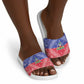 Afro Haiti Paisley Slide Sandals Haitian Flag Bandana Style
