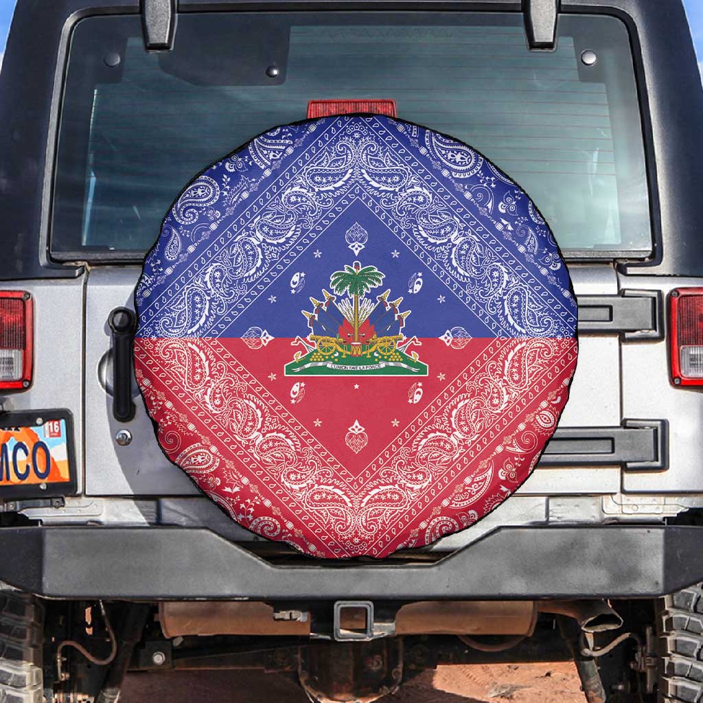 Afro Haiti Paisley Spare Tire Cover Haitian Flag Bandana Style - African Pride