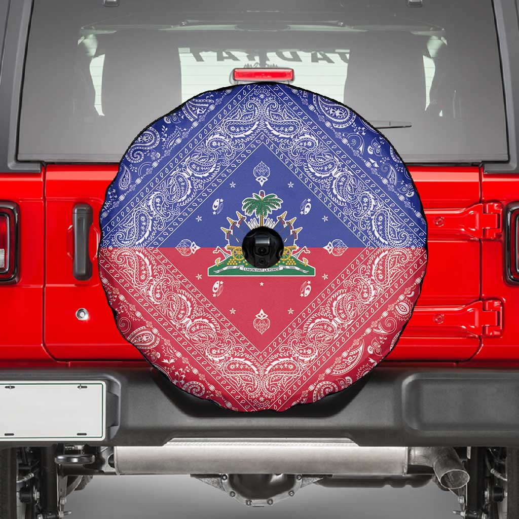 Afro Haiti Paisley Spare Tire Cover Haitian Flag Bandana Style - African Pride