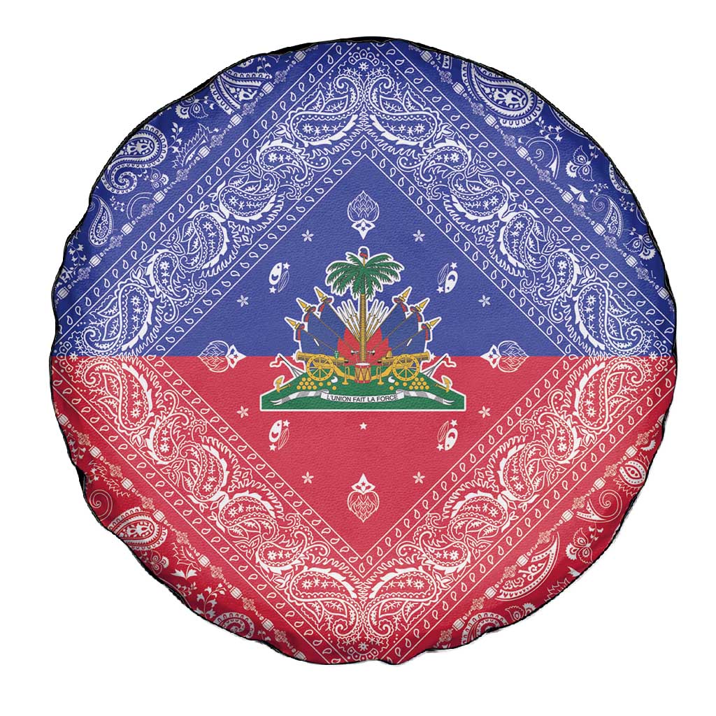 Afro Haiti Paisley Spare Tire Cover Haitian Flag Bandana Style - African Pride