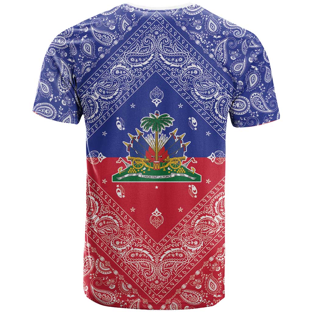 Afro Haiti Paisley T shirt Haitian Flag Bandana Style LT05