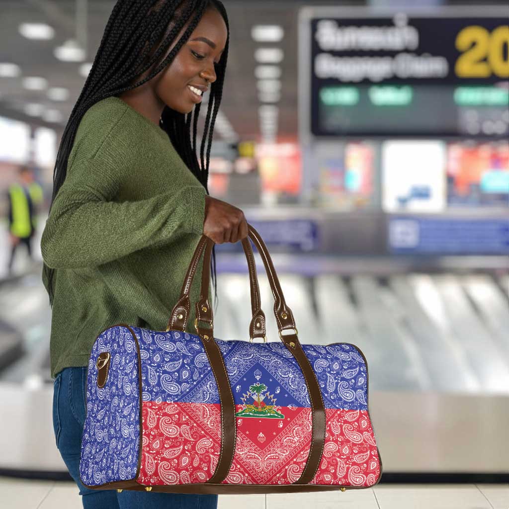 Afro Haiti Paisley Travel Bag Haitian Flag Bandana Style