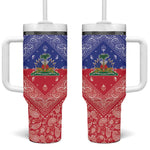 Afro Haiti Paisley Tumbler With Handle Haitian Flag Bandana Style - African Pride