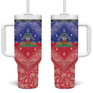 Afro Haiti Paisley Tumbler With Handle Haitian Flag Bandana Style - African Pride