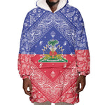 Afro Haiti Paisley Wearable Blanket Hoodie Haitian Flag Bandana Style - African Pride