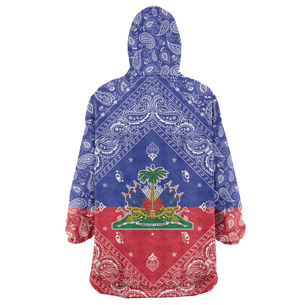 Afro Haiti Paisley Wearable Blanket Hoodie Haitian Flag Bandana Style - African Pride