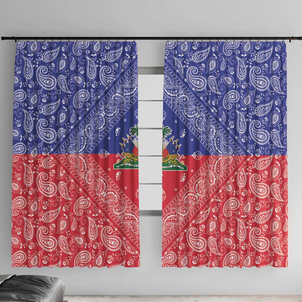 Afro Haiti Paisley Window Curtain Haitian Flag Bandana Style - African Pride