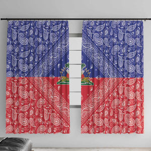 Afro Haiti Paisley Window Curtain Haitian Flag Bandana Style - African Pride