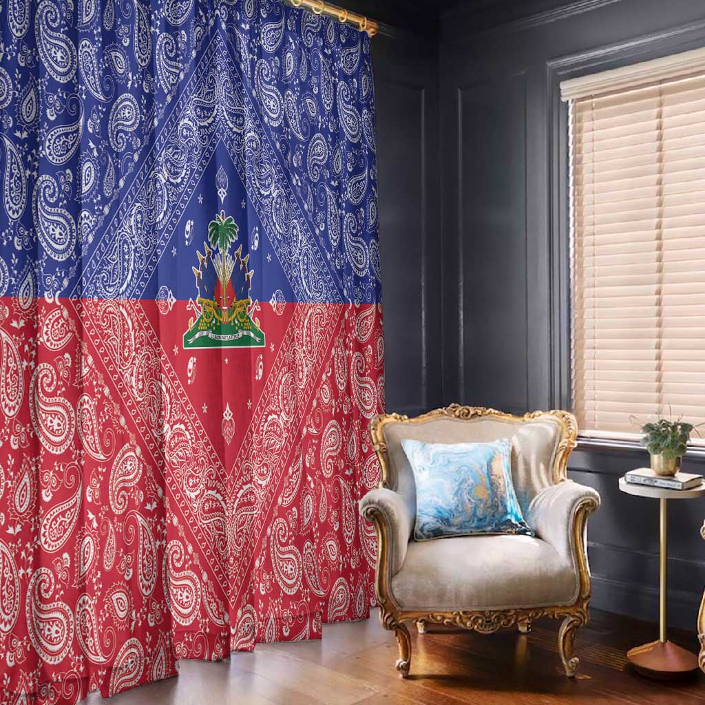 Afro Haiti Paisley Window Curtain Haitian Flag Bandana Style - African Pride