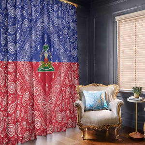 Afro Haiti Paisley Window Curtain Haitian Flag Bandana Style - African Pride