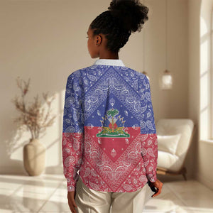 Afro Haiti Paisley Women Casual Shirt Haitian Flag Bandana Style - African Pride