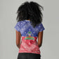 Afro Haiti Paisley Women V-Neck T-Shirt Haitian Flag Bandana Style - African Pride