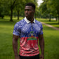 Afro Haiti Paisley Zipper Polo Shirt Haitian Flag Bandana Style