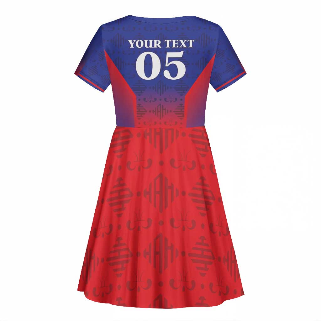 Custom Afro Haiti Football Kid Short Sleeve Dress Sporty Style - African Pride