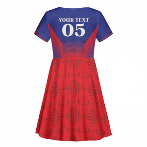Custom Afro Haiti Football Kid Short Sleeve Dress Sporty Style - African Pride