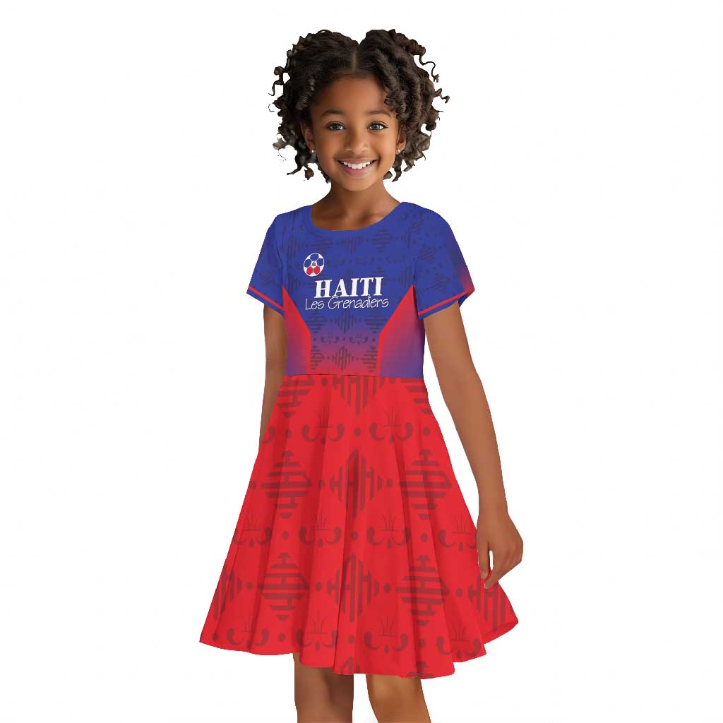 Custom Afro Haiti Football Kid Short Sleeve Dress Sporty Style - African Pride