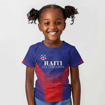 Custom Afro Haiti Football Kid T shirt Sporty Style - African Pride