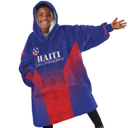 Custom Afro Haiti Football Kid Wearable Blanket Hoodie Sporty Style - African Pride