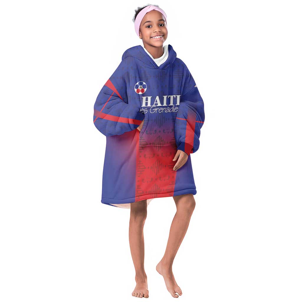 Custom Afro Haiti Football Kid Wearable Blanket Hoodie Sporty Style - African Pride