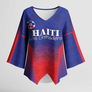 Custom Afro Haiti Football Kimono Sleeve Blouse Sporty Style