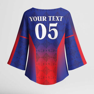 Custom Afro Haiti Football Kimono Sleeve Blouse Sporty Style