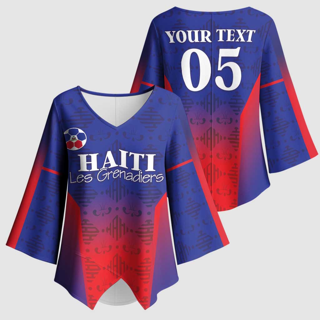 Custom Afro Haiti Football Kimono Sleeve Blouse Sporty Style
